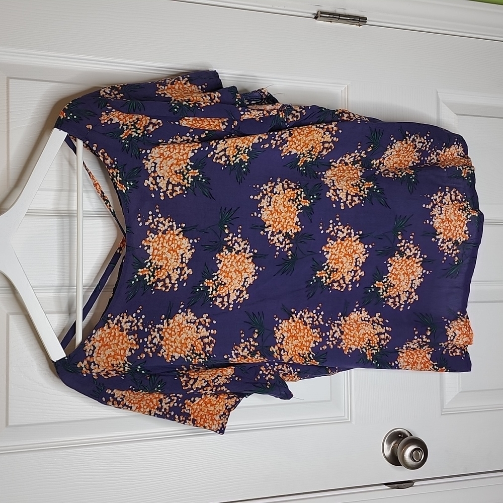 C.O.C. Floral Boat Neck & V-Neck Back Top, Women's 3XL